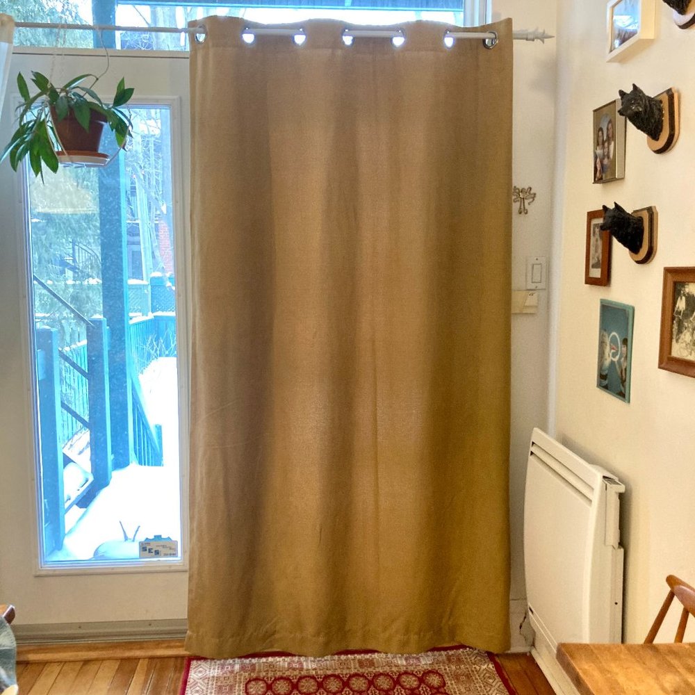 Tan Microsuede Room LONG Darkening Curtains (2)